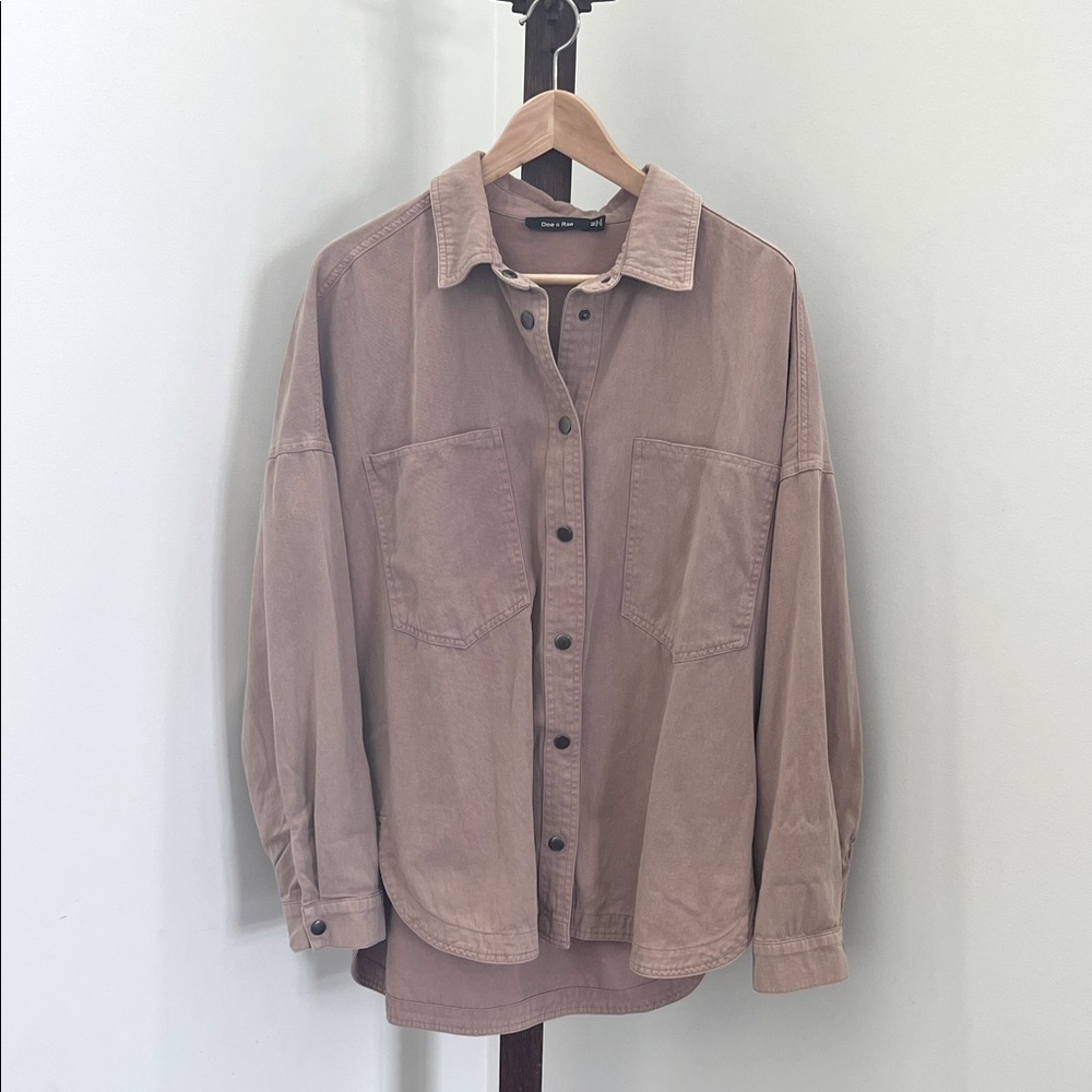 Doe & Rae Tan Button-Up Shirt Jacket